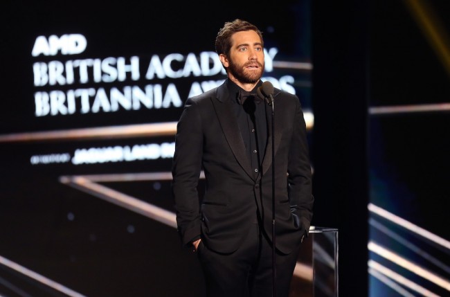 Jake Gyllenhaal speaks onstage during the 2016 AMD British Academy Britannia Awards at The Beverly Hilton Hotel on October 28, 2016 in Beverly Hills, California Jake Gyllenhaal speaks onstage during the 2016 AMD British Academy Britannia Awards at The Beverly Hilton Hotel on October 28, 2016 in Beverly Hills, California